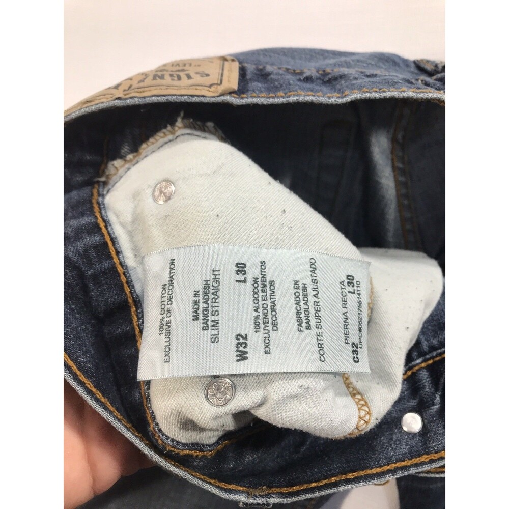 Signature Levis Strauss Jeans Mens 32x30 Blue Dark Wash Cotton Stretch Slim Fit - Picture 5 of 9